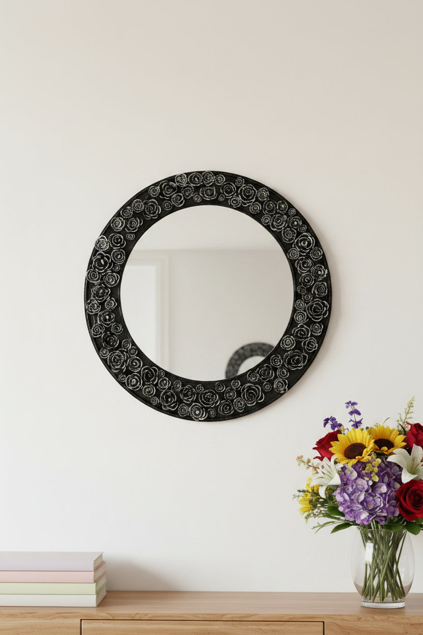 Silver Roses Mirror